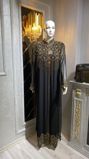 Abaya, Abiye abaya, Boncuklu abaya, Tasarım abaya,Gümüş işleme abaya,Taşlı abaya,İncili abaya,Abiye,Kadın giyim,Teseddür giyim